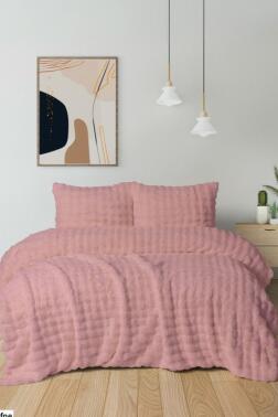 Merinos Diamond Buble Kürk Çift Kişilik Comforter Set Gül Kurusu - Çeyiz Diyarı