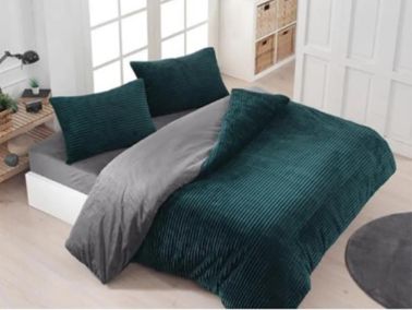 Merinos Fitilli Çift Kişilik Nevresim Takımı Petrol - Çeyiz Diyarı