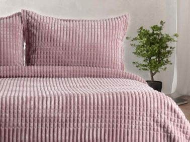 Merinos Modern Line Çift Kişilik Battaniye Seti Pudra - Çeyiz Diyarı