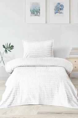 Merinos Twist Tek Kişilik Battaniye Seti Krem - 1