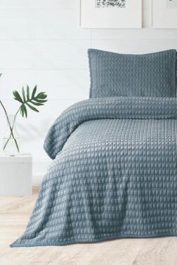 Merinos Twist Tek Kişilik Battaniye Seti Mavi - Çeyiz Diyarı