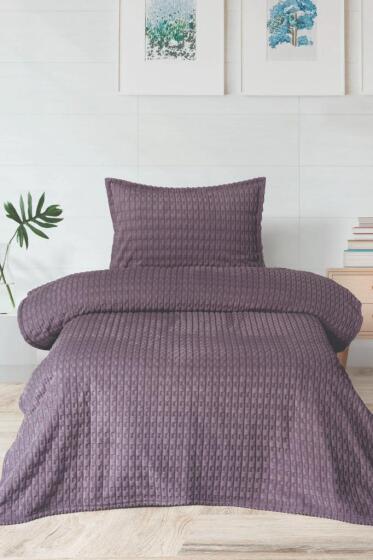 Merinos Twist Tek Kişilik Battaniye Seti Mürdüm - Çeyiz Diyarı