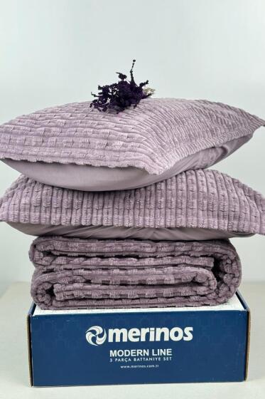 Merinos Twist Tek Kişilik Battaniye Seti Mürdüm - Çeyiz Diyarı (1)