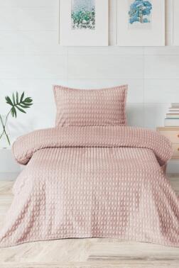 Merinos Twist Tek Kişilik Battaniye Seti Pudra - Çeyiz Diyarı