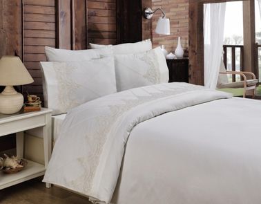 Mihrimah Nevresim Takımı - 6 Parça Krem - Çeyiz Diyarı