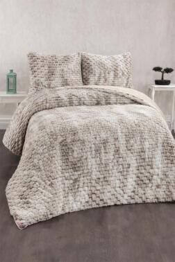 Milano Tavşan Tüyü Çift Kişilik Yatak Örtüsü 220x240 Cappucino - Çeyiz Diyarı