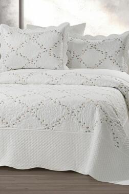 Mirela Nakışlı %100 Pamuk Çift Kişilik Yatak Örtüsü V2 - Çeyiz Diyarı