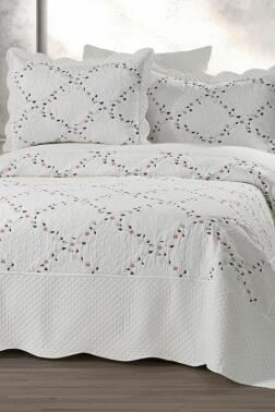 Mirela Nakışlı %100 Pamuk Çift Kişilik Yatak Örtüsü V3 - Çeyiz Diyarı