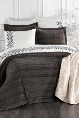 Mısra 10 Parça Battaniyeli Çeyiz Seti Antrasit - Çeyiz Diyarı