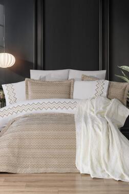 Mısra 10 Parça Battaniyeli Çeyiz Seti Bej - Çeyiz Diyarı