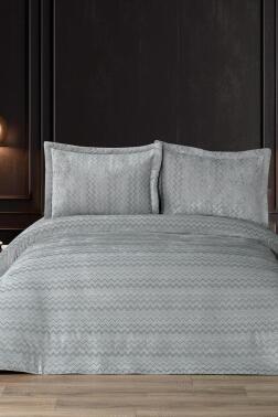 Mısra Elyaf Dolgulu Çift Kişilik 250x255 Cm Yatak Örtüsü Adaçayı - Çeyiz Diyarı