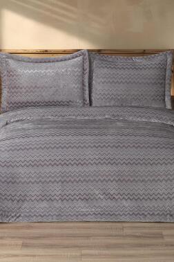Mısra Elyaf Dolgulu Çift Kişilik 250x255 Cm Yatak Örtüsü Gri - Çeyiz Diyarı