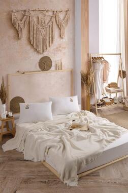 Missera 4 Parça Çift Kişilik Pike Takımı Ekru - Çeyiz Diyarı