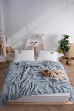 Missera 4 Parça Çift Kişilik Pike Takımı Mavi - Çeyiz Diyarı