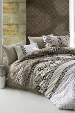 Monaco Çift Kişilik Nevresim Takımı Kahve - Çeyiz Diyarı