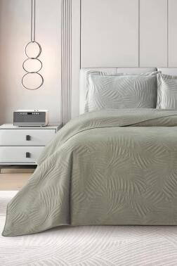 Münih Çift Kişilik Lüks Kadife 240x260 cm Yatak Örtüsü Gri - Çeyiz Diyarı