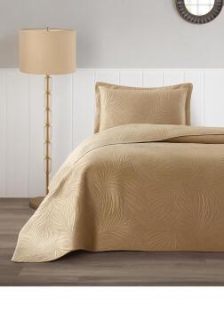 Münih Tek Kişilik Lüks Kadife 180x240 cm Yatak Örtüsü Bej - Çeyiz Diyarı