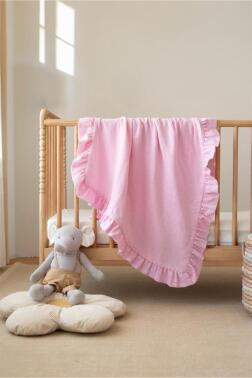 Müslin Piliseli Bebek Battaniyesi 90x100 Cm Pembe - Çeyiz Diyarı