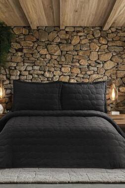 Nancy Çift Kişilik Yatak Örtüsü 230x250 cm Siyah - Çeyiz Diyarı