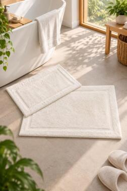 Natural Bambu 2li Banyo Paspas Takımı 60x90 cm - 40x60 cm Ekru