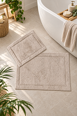 Natural Bambu 2li Banyo Paspas Takımı 60x90 cm - 40x60 cm Bej