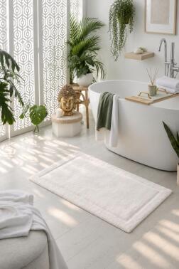 Natural Bambu Banyo Paspası 70x110 cm Ekru