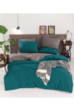 Natural Çift Taraflı Çift Kişilik Nevresim Takımı Petrol Gri - Çeyiz Diyarı