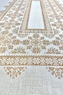 Nazen Dertsiz Masa Örtüsü 140x180 cm Kahve - Çeyiz Diyarı (1)