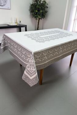 Nazen Dertsiz Masa Örtüsü 150x260 cm Gri - Çeyiz Diyarı