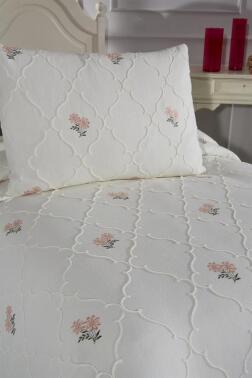 Nevra Nakışlı Şönil 2 Parça Tek Kişilik Yatak Örtüsü - Çeyiz Diyarı (1)