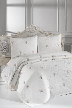 Nevra Nakışlı Şönil 3 Parça Çift Kişilik Yatak Örtüsü - Çeyiz Diyarı