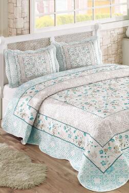 Nora Baskılı Kapitoneli Çift Kişilik Yatak Örtüsü - Çeyiz Diyarı