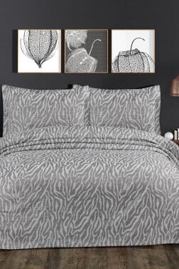 Nora Çift Kişilik Yatak Örtüsü 230x240 cm Gri - Çeyiz Diyarı