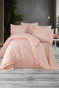 Nova %100 Pamuk Çift Kişilik Nevresim Takımı Pudra - Çeyiz Diyarı