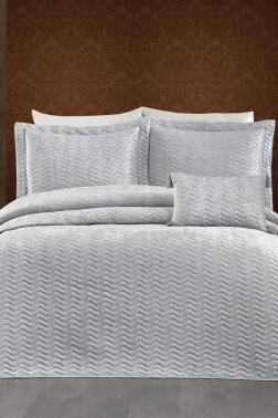 Nova Çift Kişilik Yatak Örtüsü Gri - Çeyiz Diyarı