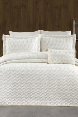 Nova Çift Kişilik Yatak Örtüsü Krem Altın - Çeyiz Diyarı