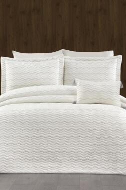 Nova Çift Kişilik Yatak Örtüsü Krem Gri - Çeyiz Diyarı