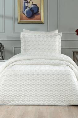 Nova Tek Kişilik Yatak Örtüsü Krem Gri - Çeyiz Diyarı