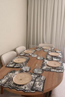 Okyanus Keten Amerikan Servis Takımı 19 Parça Antrasit - Çeyiz Diyarı