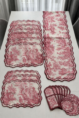 Okyanus Keten Amerikan Servis Takımı 19 Parça Bordo - Çeyiz Diyarı