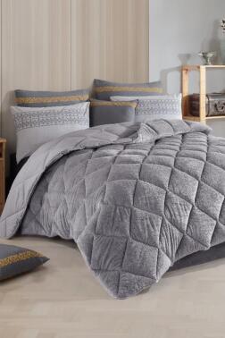 Olis Welsoft 6 Parça Comforter Yorgan Seti Gri - Çeyiz Diyarı