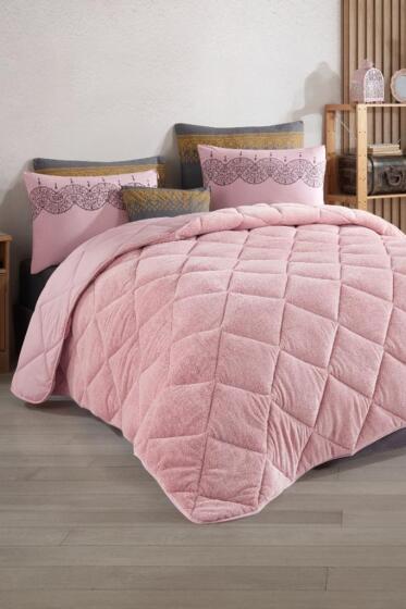 Olis Welsoft 6 Parça Comforter Yorgan Seti Pudra - Çeyiz Diyarı