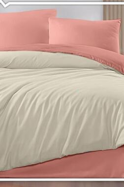 Onur Lastikli Çarşaflı Çift Kişilik Nevresim Takımı Pudra Kahve - Çeyiz Diyarı