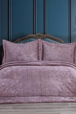 Opal Elyaf Dolgulu Çift Kişilik 250x255 Cm Yatak Örtüsü Gül Kurusu - Çeyiz Diyarı