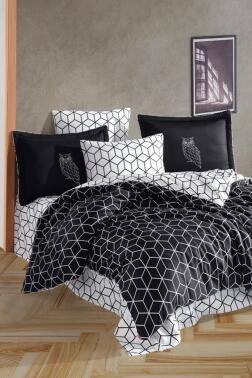 Optimum Pamuk Saten Çift Kişilik Nevresim Takımı Siyah - Hobby