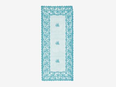 Örme Pano Desenli Konsol Örtüsü Narin Petrol - Çeyiz Diyarı