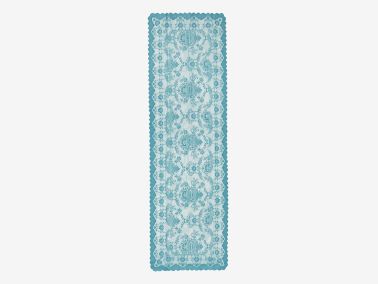 Örme Pano Desenli Runner Bahar Petrol - Çeyiz Diyarı