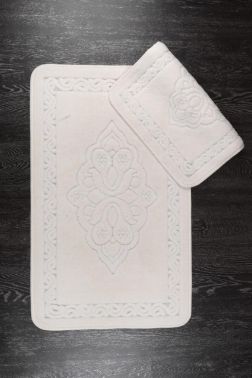 Ottoman Pamuk Banyo Paspas Seti 2'li Krem - Çeyiz Diyarı