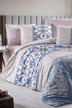 Papia %100 Pamuk Çift Kişilik Nevresim Takımı Turkuaz - Çeyiz Diyarı