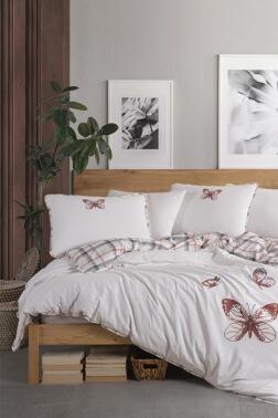 Papilion 6 Parça %100 Pamuk Çift Kişilik Nevresim Takımı - Çeyiz Diyarı